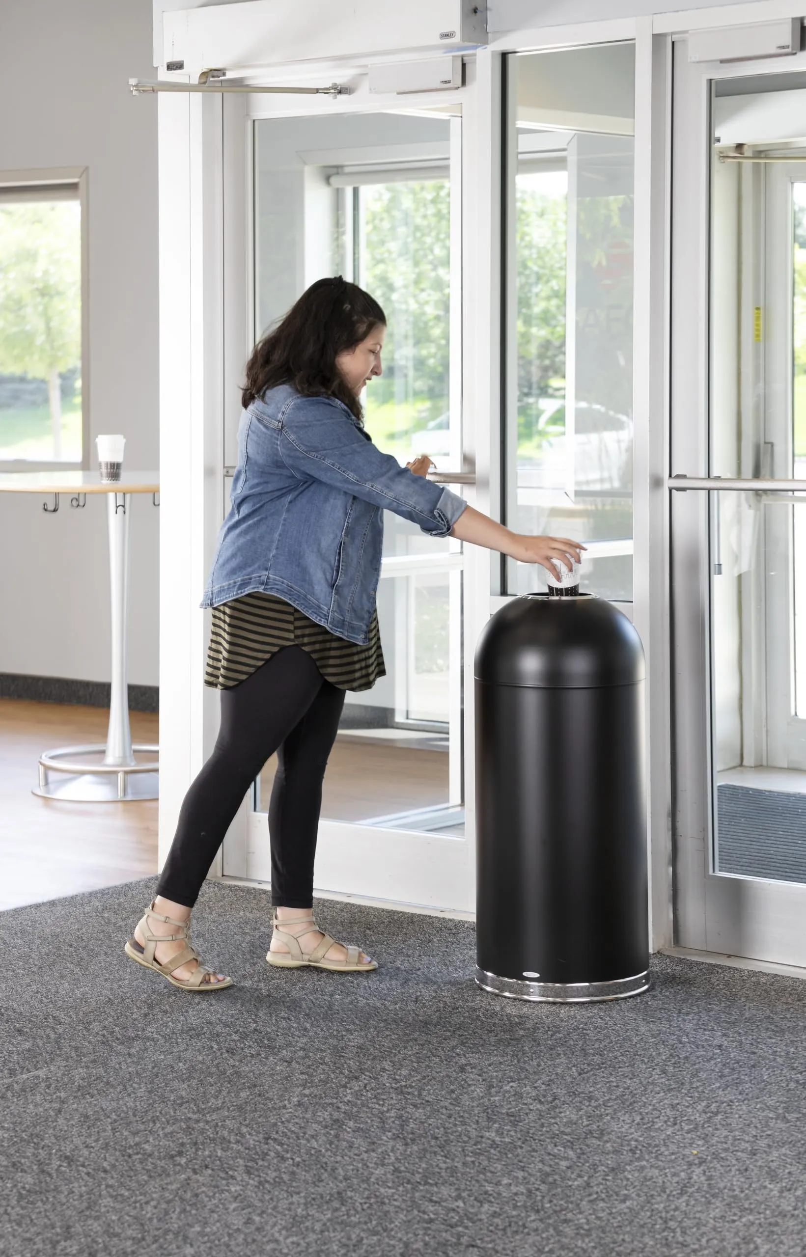 Safco Open Top Dome Trash Can, Touch-Free Garbage Bin, Durable, Puncture-Resistant, 15 Gallons, Black