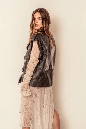 Silver Butterfly Biker Vest
