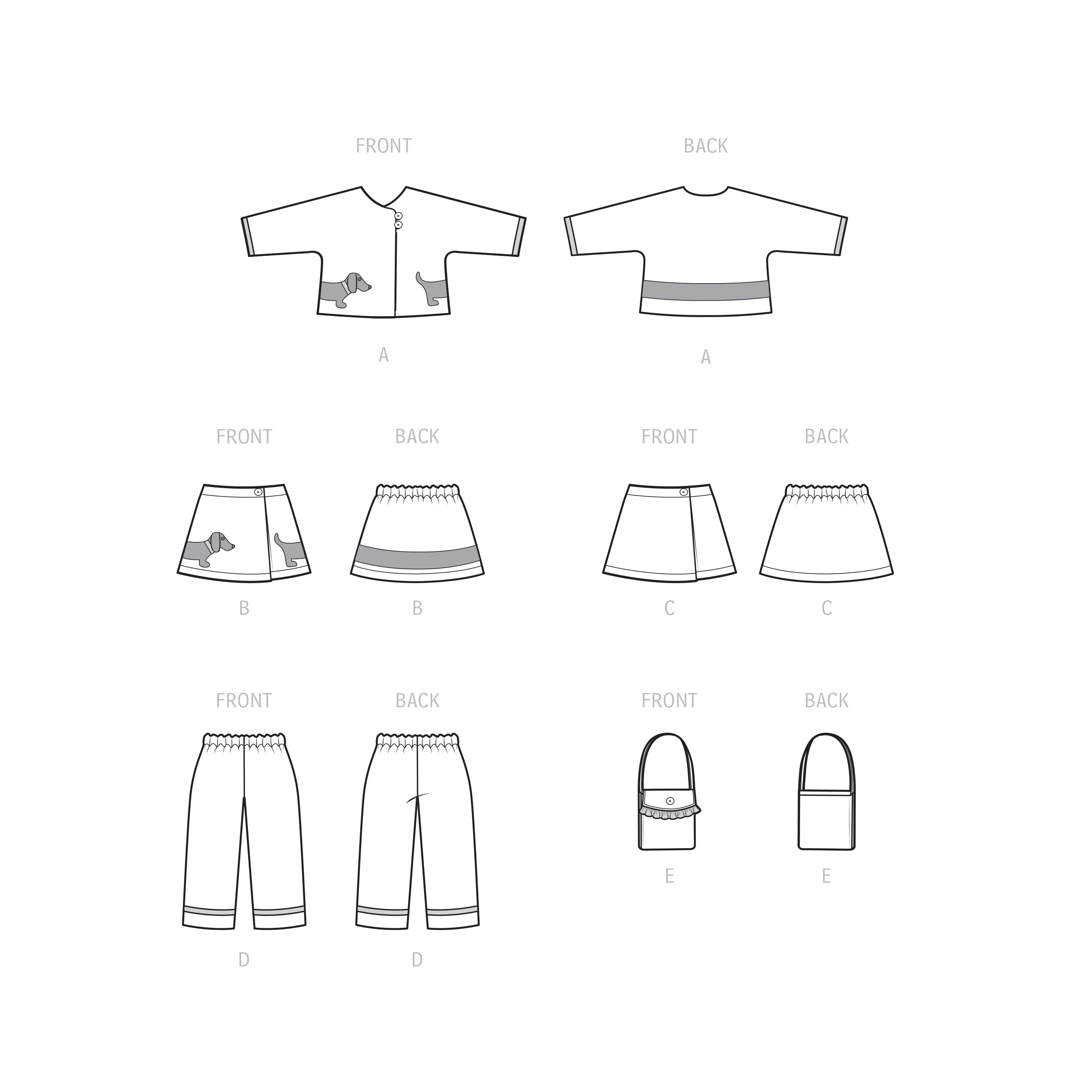 Simplicity Pattern S9504 Children's Jacket, Skirt, Cropped Pants and Purse