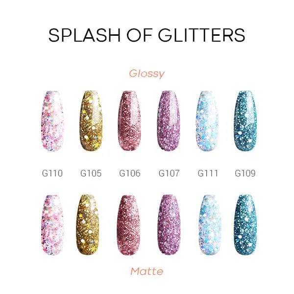 Splash Of Glitters - 6 Colors Poly Nail Gel Kit
