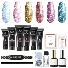 Splash Of Glitters - 6 Colors Poly Nail Gel Kit