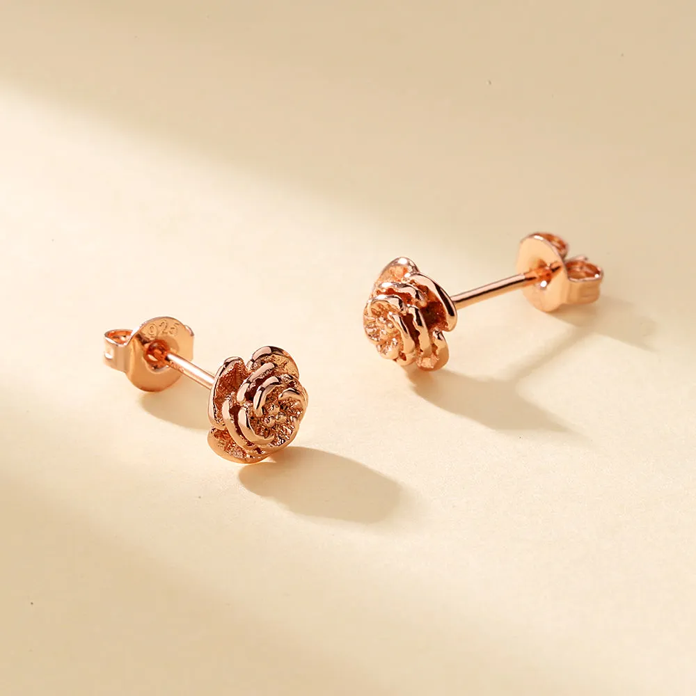 Sterling Silver Rose Stud Earrings