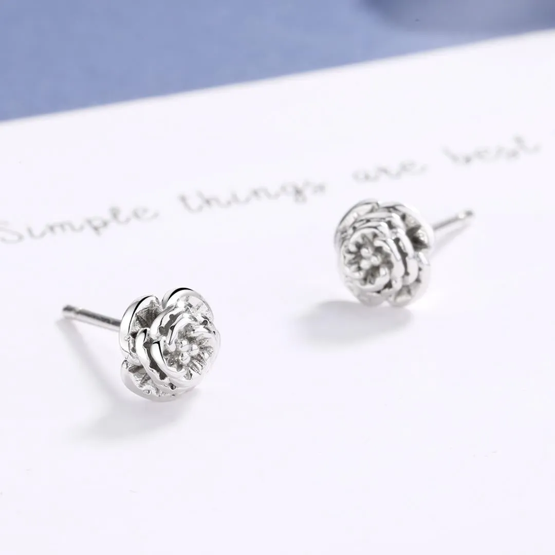 Sterling Silver Rose Stud Earrings