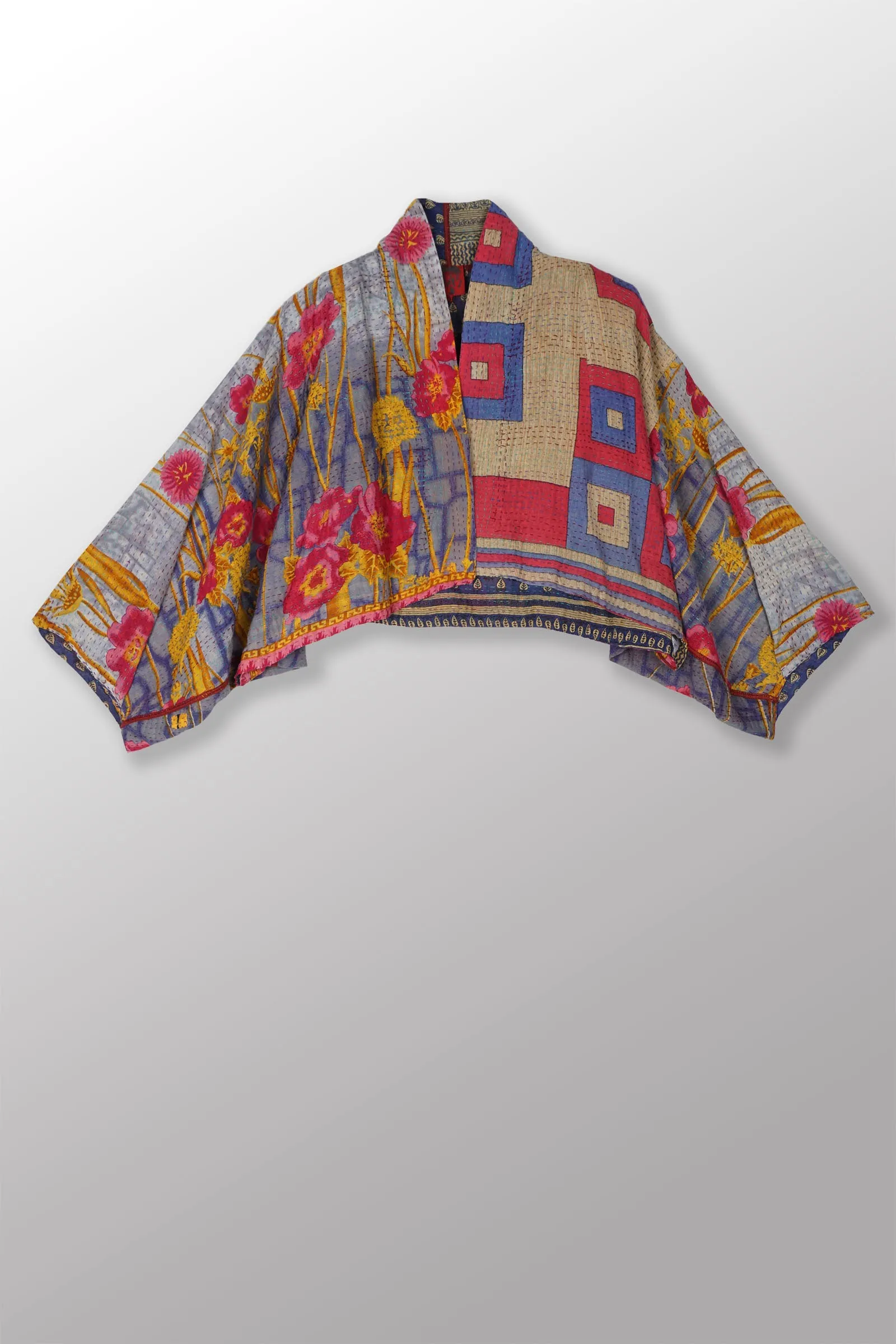 VINTAGE COTTON KANTHA PUFF SLV. SHRUG - cv2062-0011a -