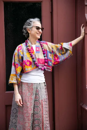 VINTAGE COTTON KANTHA PUFF SLV. SHRUG - cv2062-0011a -