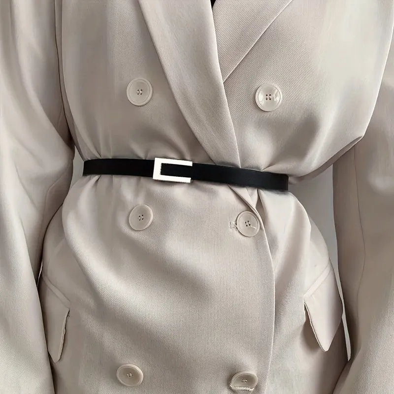 Vintage Geometric Buckle Thin Belt for Trendy Women