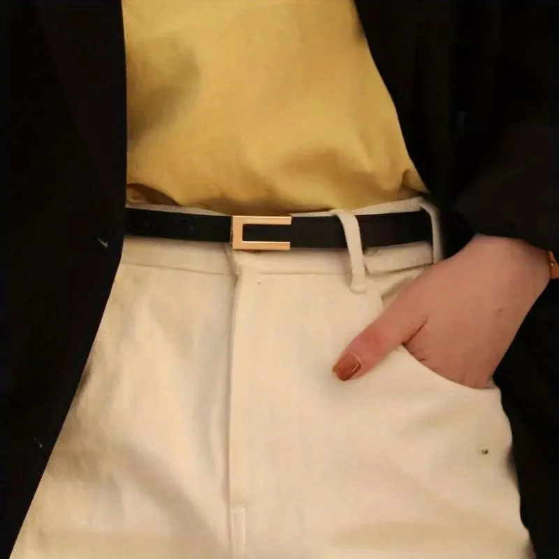 Vintage Geometric Buckle Thin Belt for Trendy Women