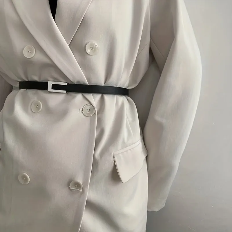 Vintage Geometric Buckle Thin Belt for Trendy Women