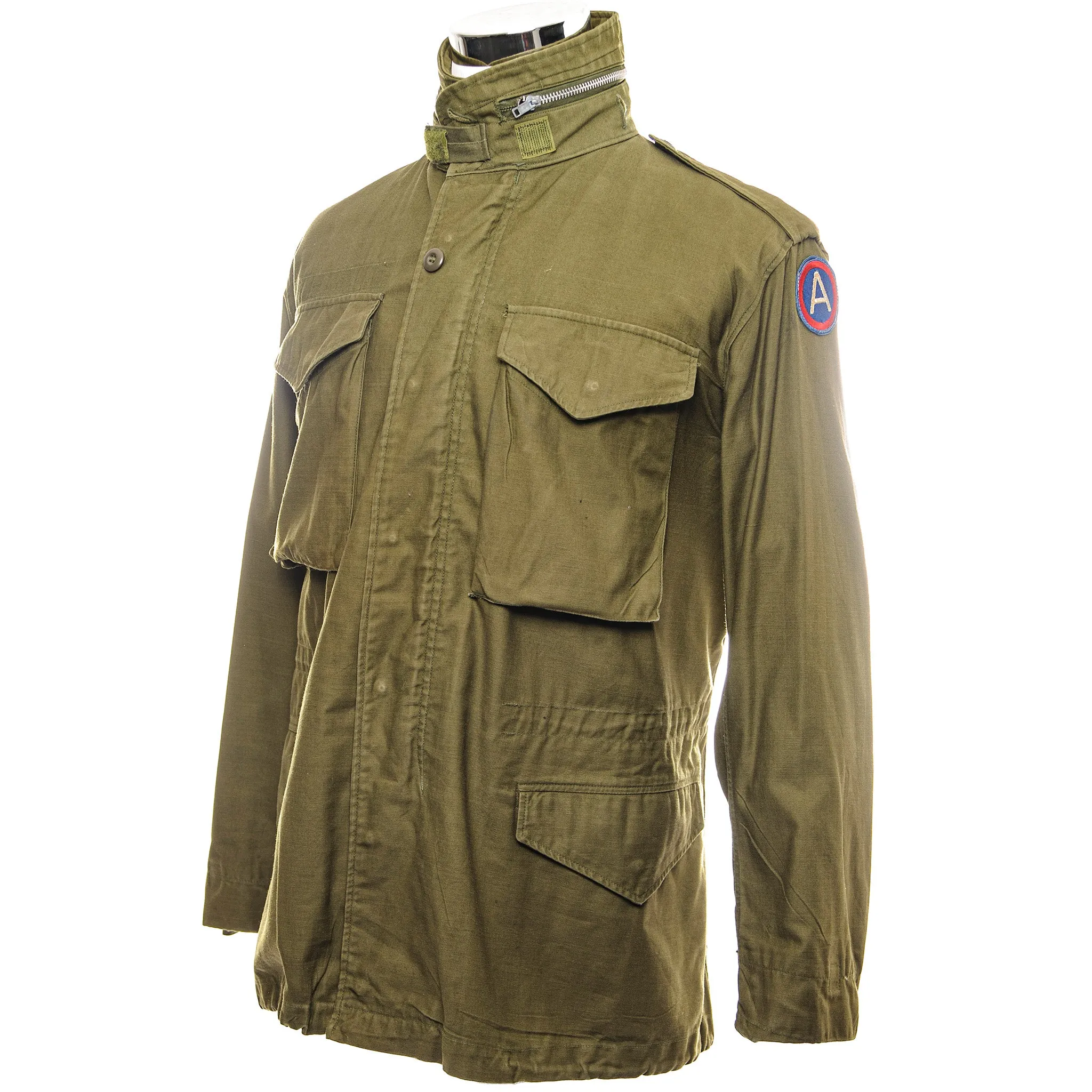 VINTAGE US ARMY M65 FIELD JACKET 1967 VIETNAM WAR 3RD ARMY PATCH SMALL REGULAR