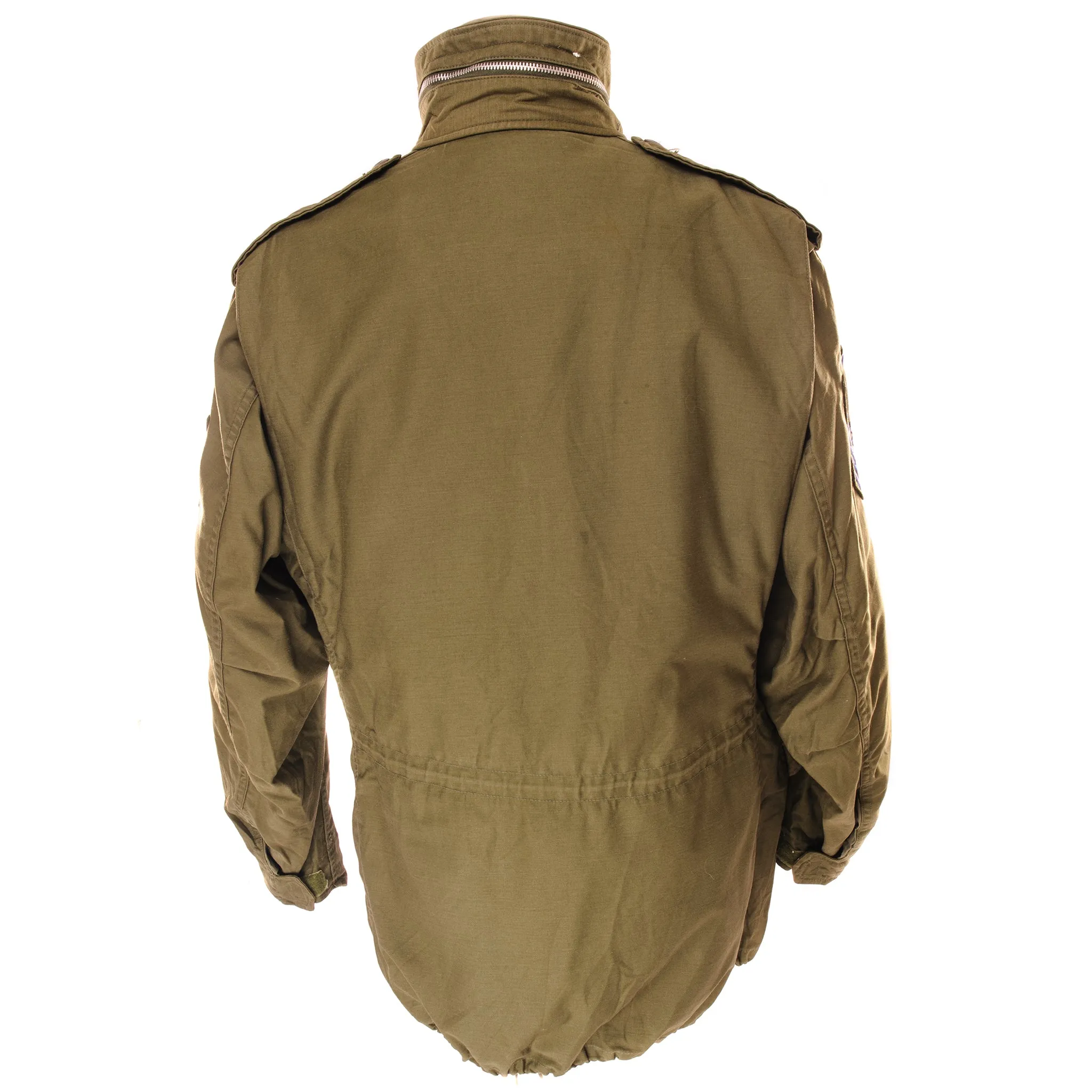 VINTAGE USAF M-1965 M65 FIELD JACKET 1970 VIETNAM WAR SIZE LARGE LONG PATCHED