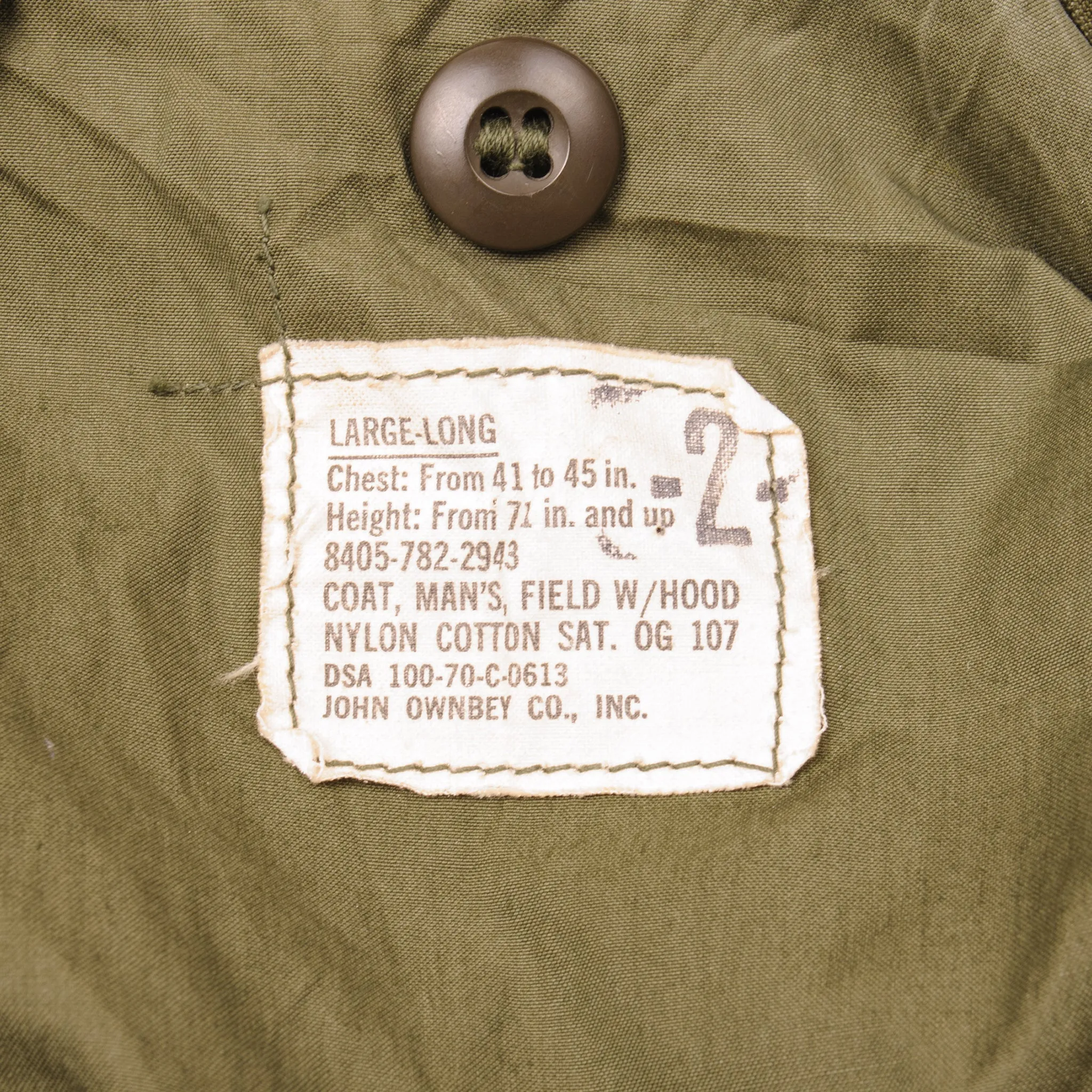 VINTAGE USAF M-1965 M65 FIELD JACKET 1970 VIETNAM WAR SIZE LARGE LONG PATCHED