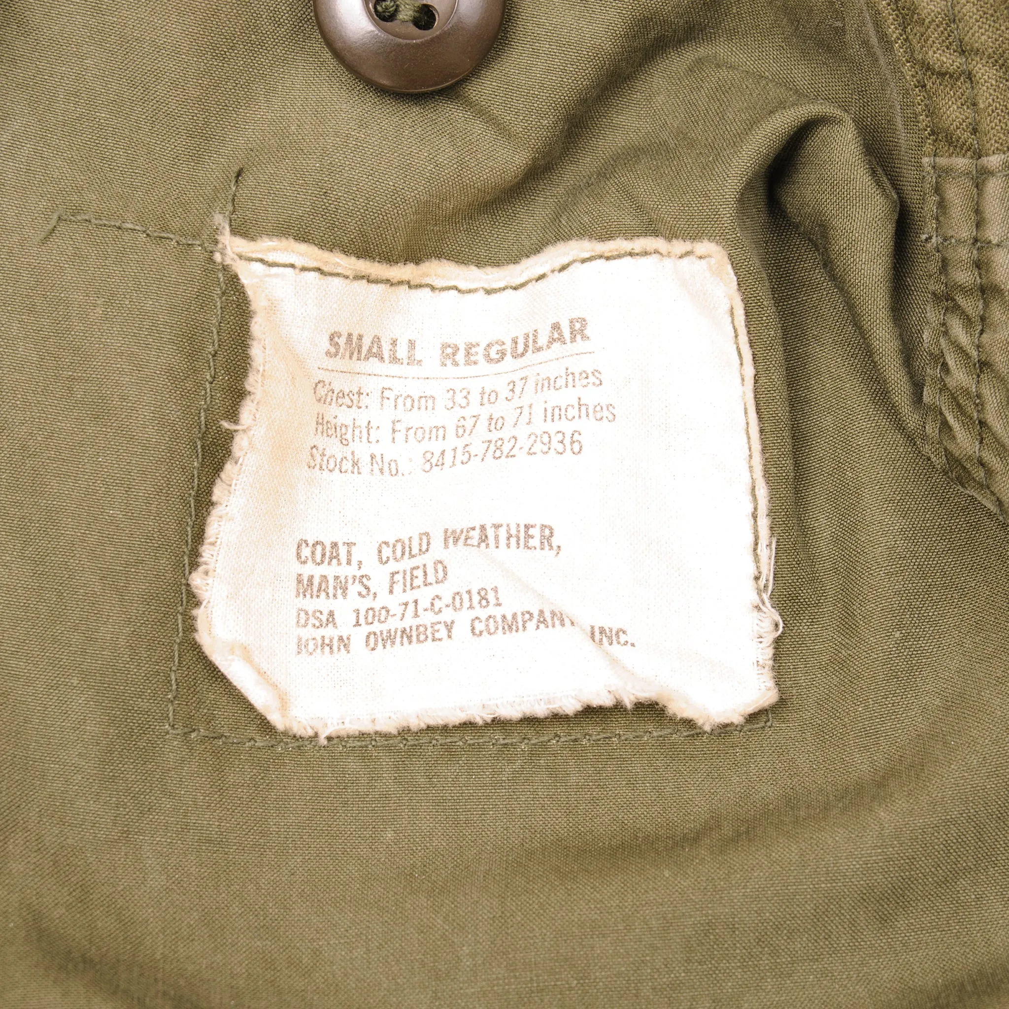 VINTAGE USAF M-1965 M65 FIELD JACKET 1971 VIETNAM WAR SIZE SMALL REGULAR