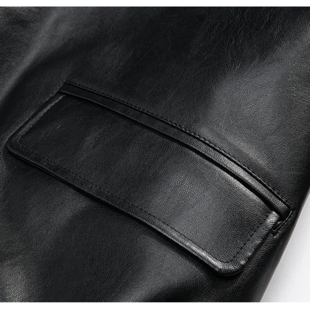 Wiaofellas  -  Men's New Winter Leather Jacket South Korea Trendy Loose PU Coat Letter Printed Thickening Coat Korean Reviews Many Clothes