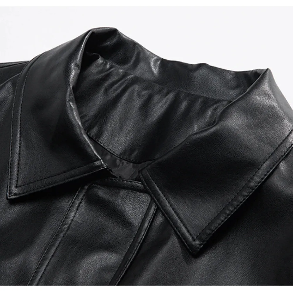 Wiaofellas  -  Men's New Winter Leather Jacket South Korea Trendy Loose PU Coat Letter Printed Thickening Coat Korean Reviews Many Clothes