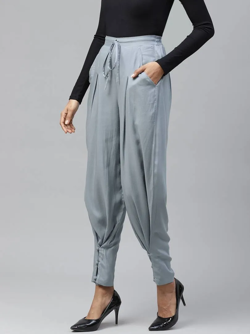 Women Grey Relaxed Regular Fit Solid Trousers