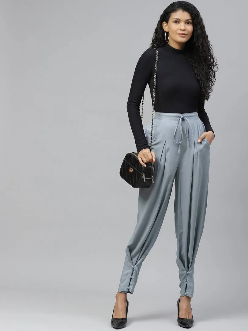 Women Grey Relaxed Regular Fit Solid Trousers
