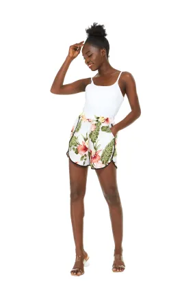 Women's Shorts with Elastic Band in Rafelsia Cream