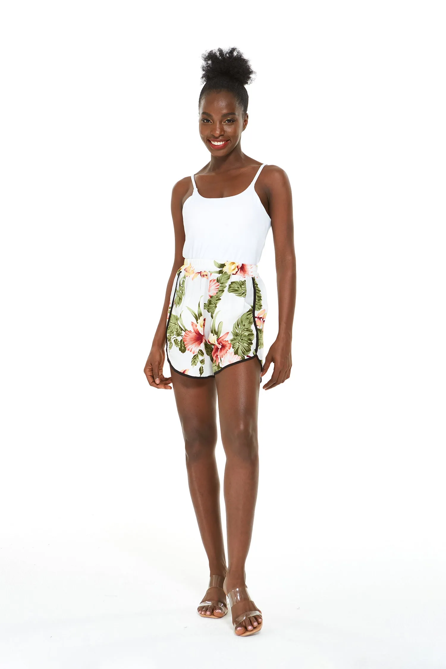 Women's Shorts with Elastic Band in Rafelsia Cream